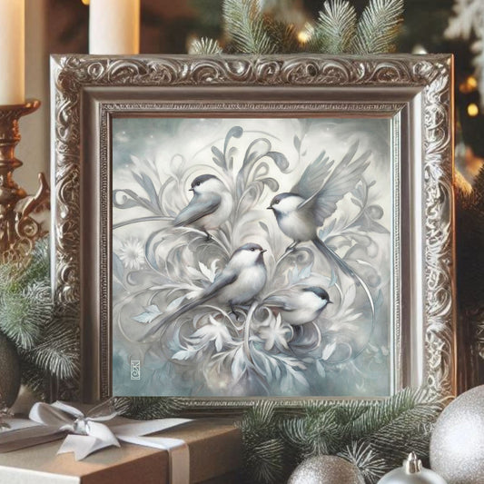 Winter Christmas Birds Art Print