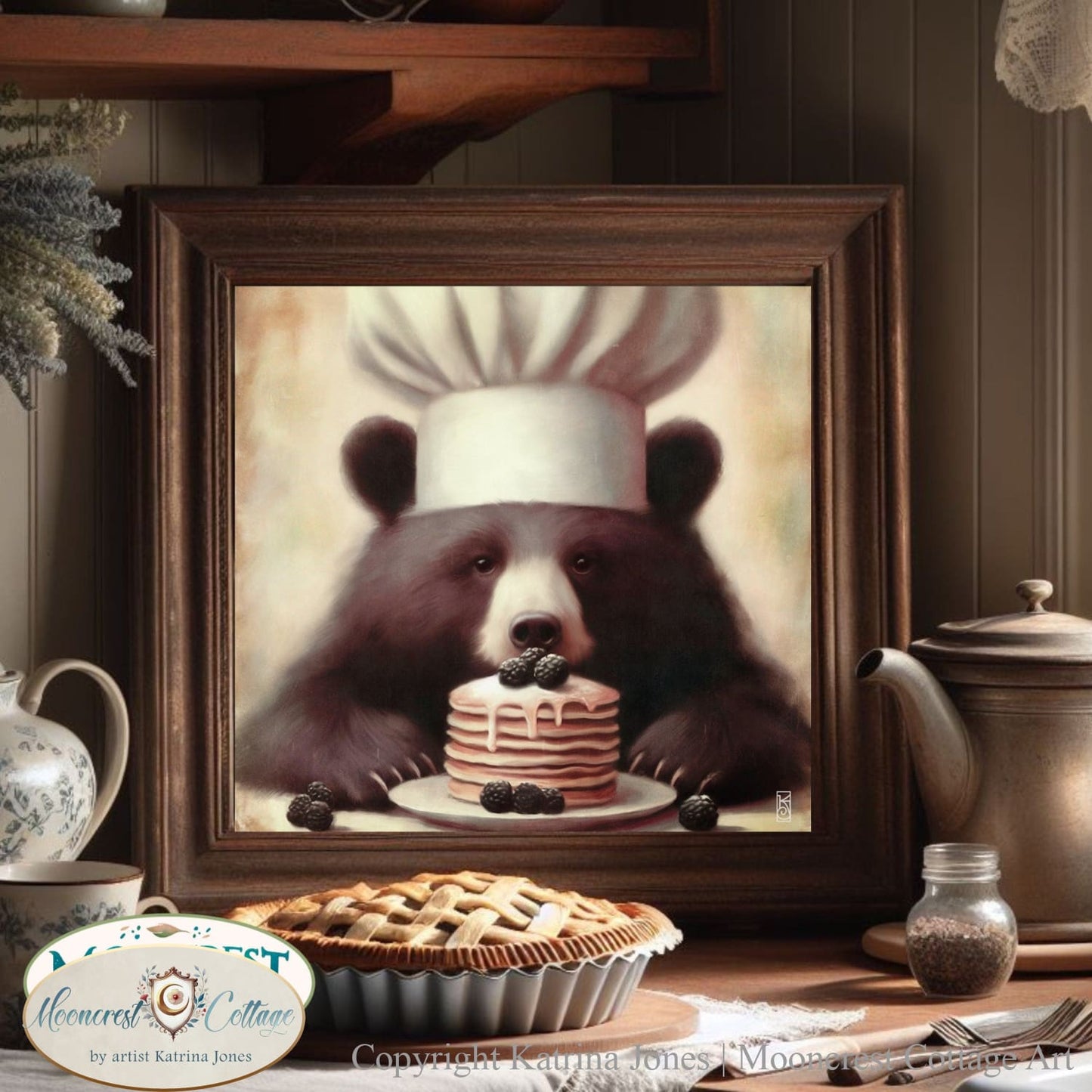 Bear Art, Cute Bear Kitchen Art Print