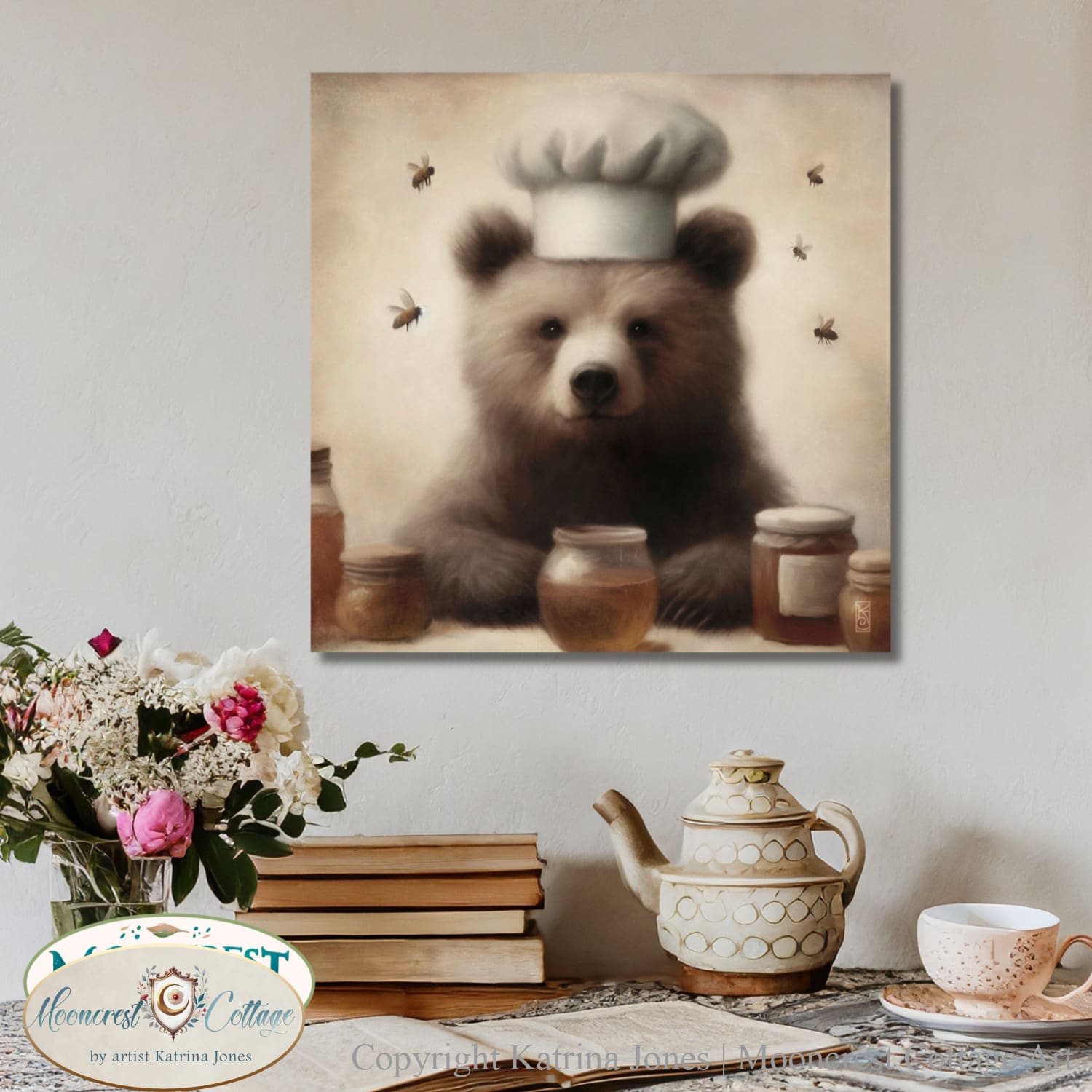 Bear Art, Cute Bear Kitchen Art Print