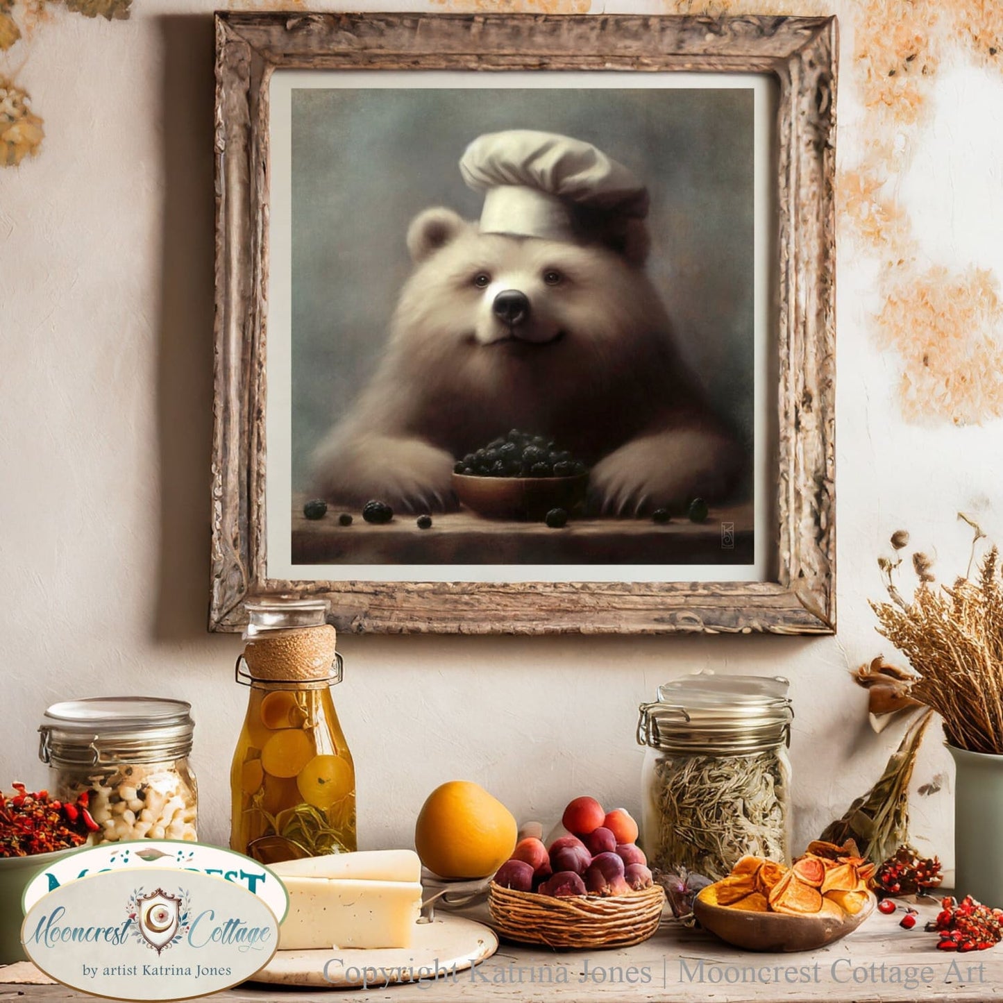 Bear Art, Cute Bear Kitchen Art Print