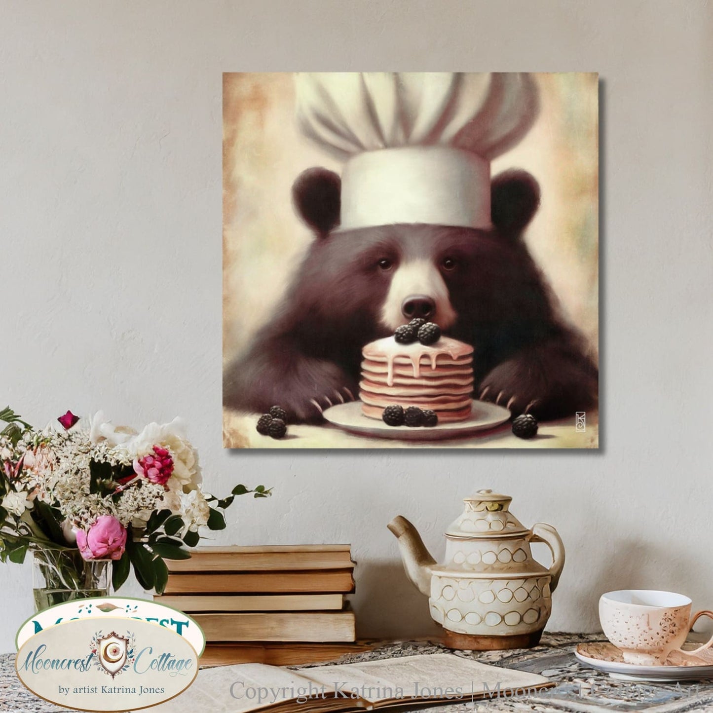 Bear Art, Cute Bear Kitchen Art Print