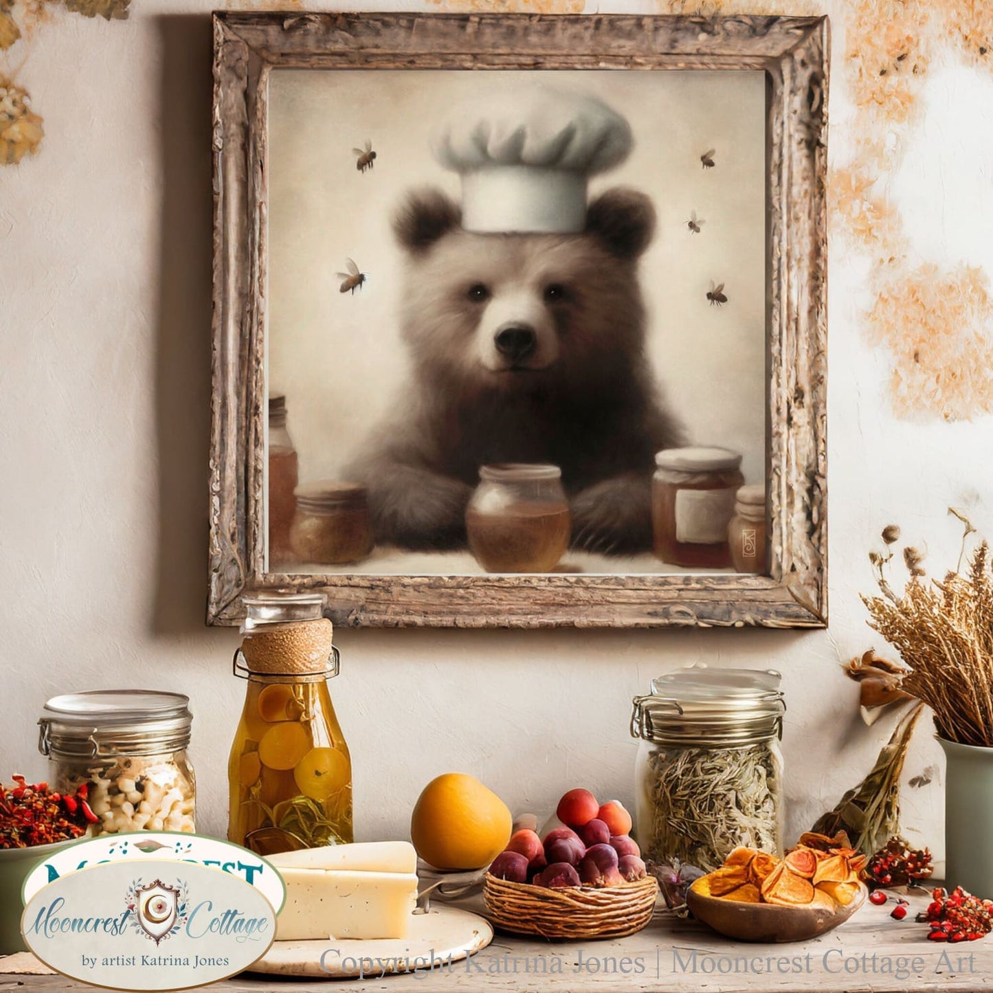 Bear Art, Cute Bear Kitchen Art Print