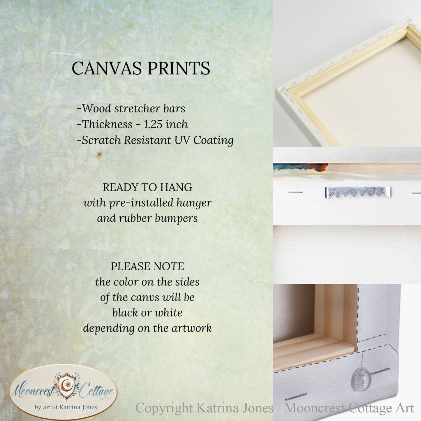 a picture of canvas prints with instructions for how to use them