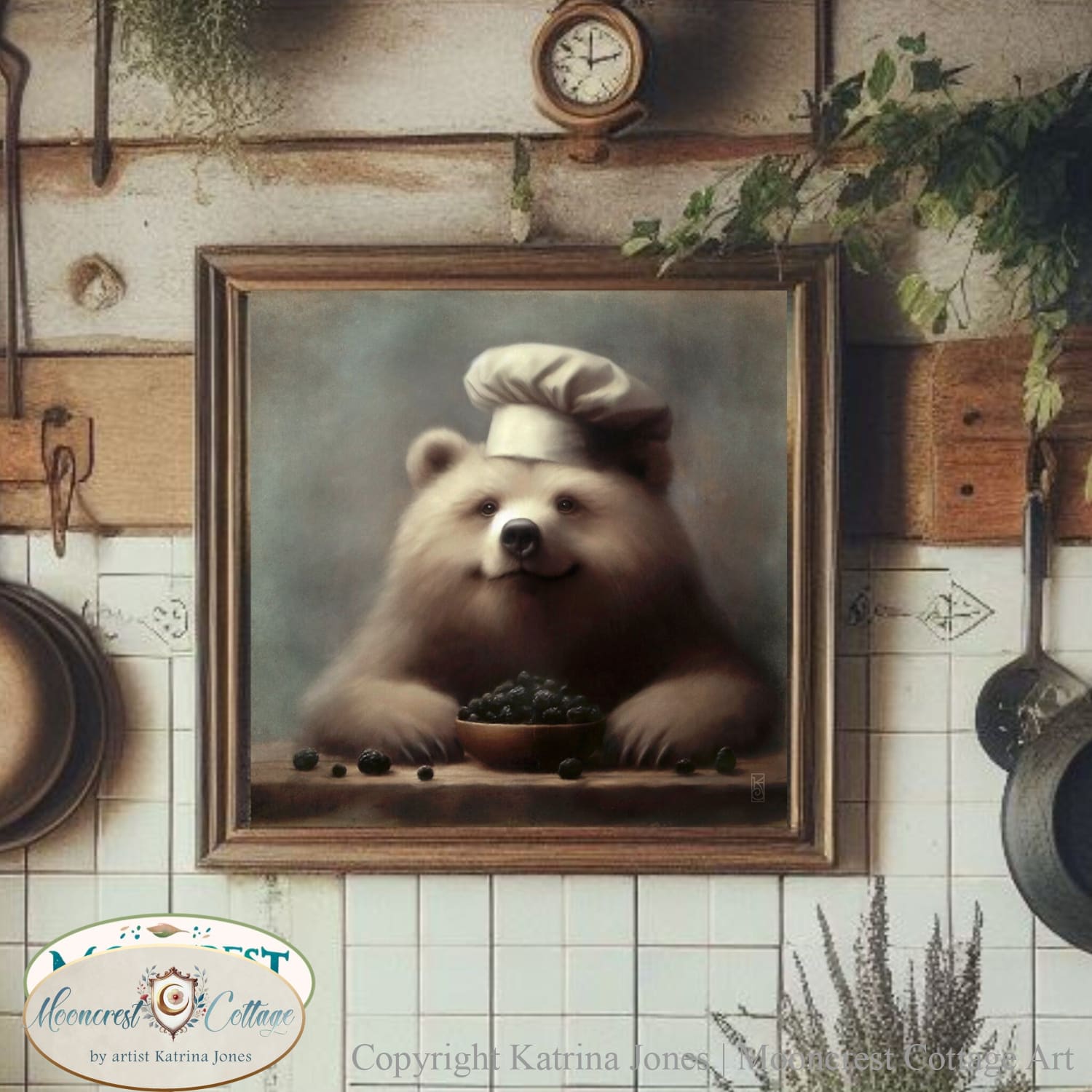 Bear Art, Cute Bear Kitchen Art Print