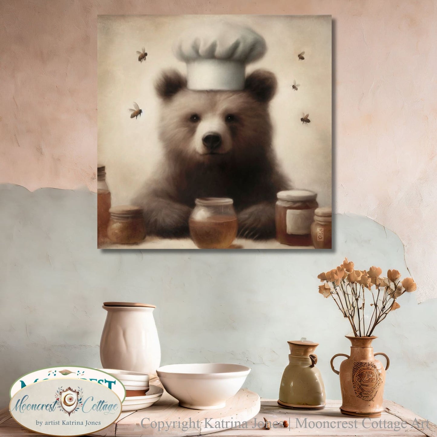 Bear Art, Cute Bear Kitchen Art Print