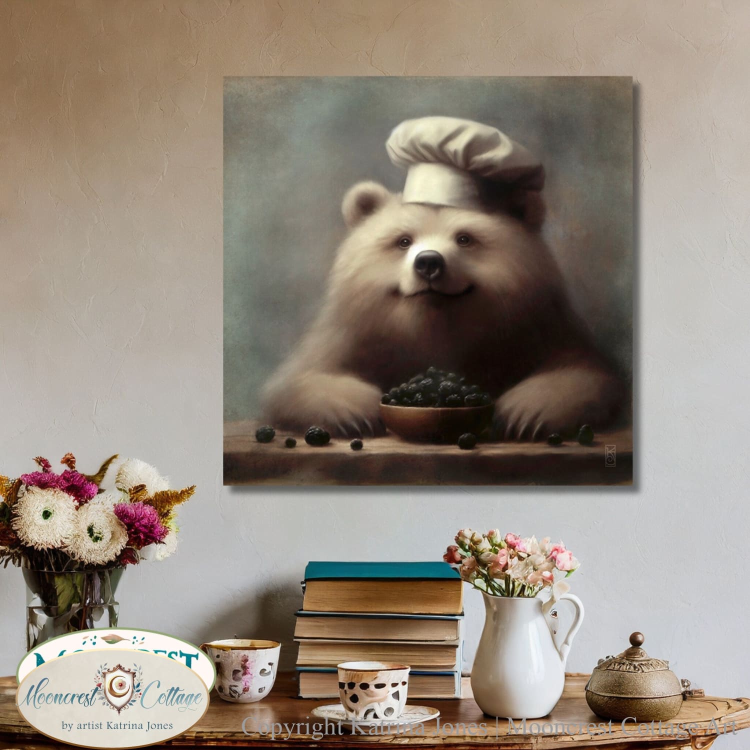 Bear Art, Cute Bear Kitchen Art Print