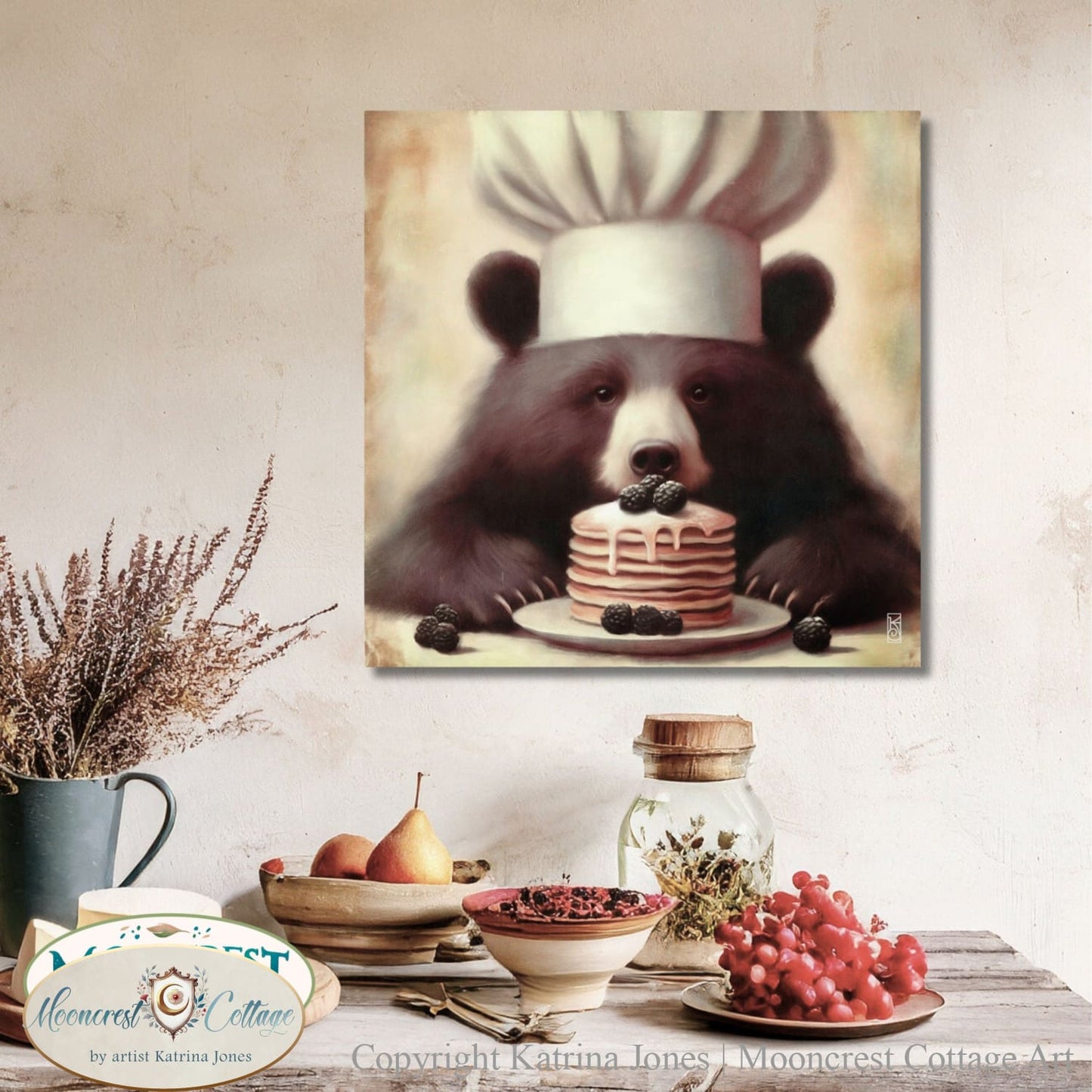 Bear Art, Cute Bear Kitchen Art Print