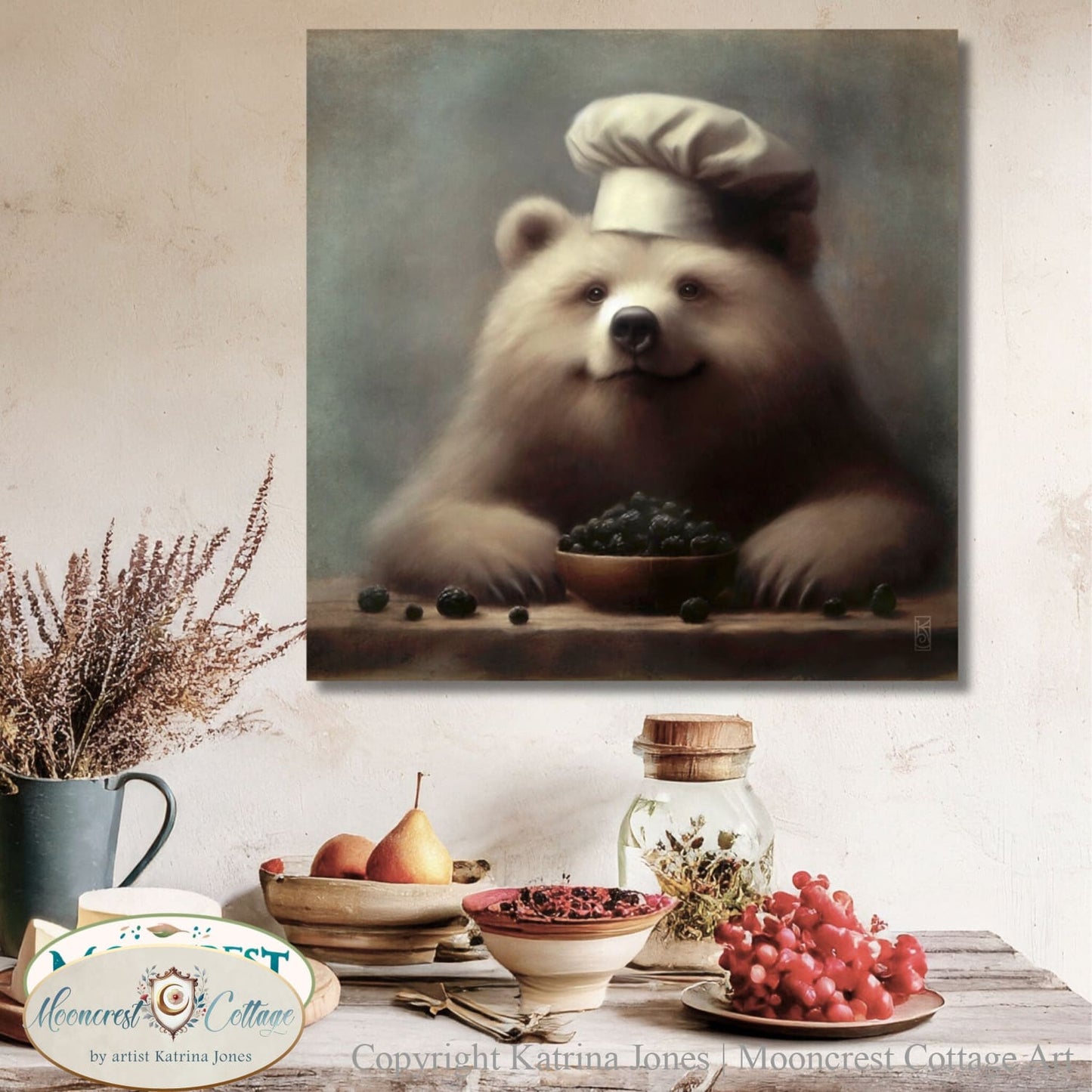 Bear Art, Cute Bear Kitchen Art Print