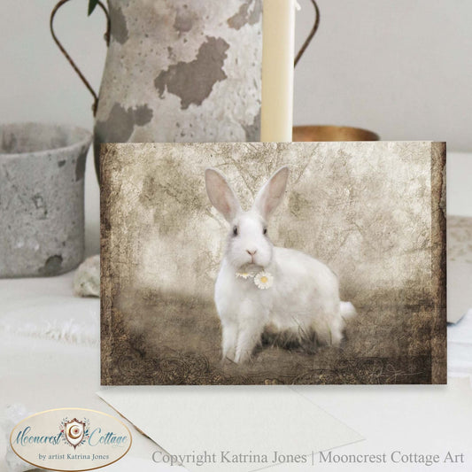 Bunny Rabbit Country Cottage Greeting Card