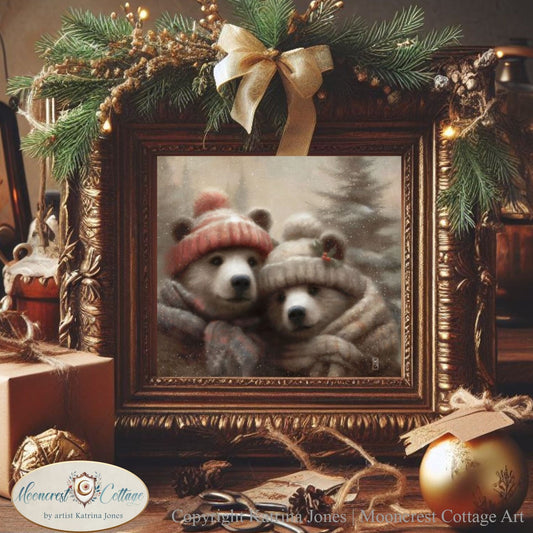 Christmas Wall Art, Cute Bear Print