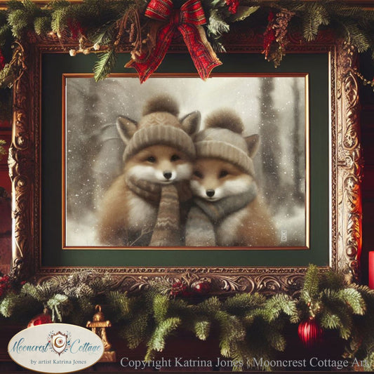 Christmas Wall Art, Cute Fox Print