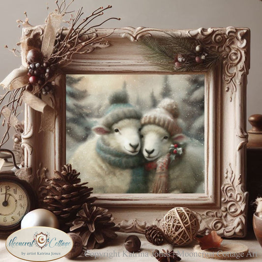 Christmas Wall Art, Cute Sheep Print