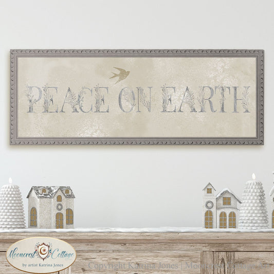 Christmas Wall Art, Peace On Earth Quote Art Print