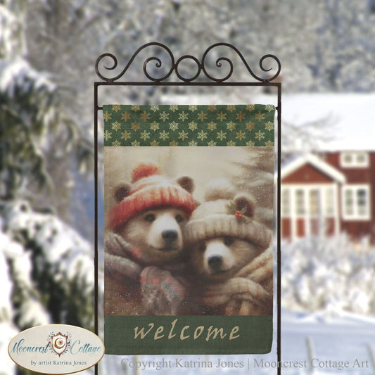 Cute Bear Pair - Country Christmas Garden Flag