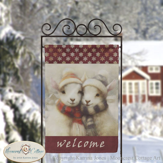 Cute Goat Pair - Country Christmas Garden Flag