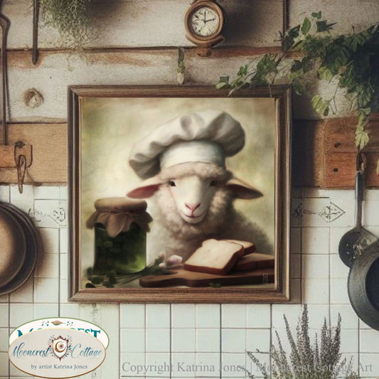 Cute Sheep Art, Country Kitchen Decor