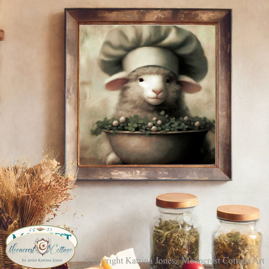 Cute Sheep Art, Country Kitchen Decor