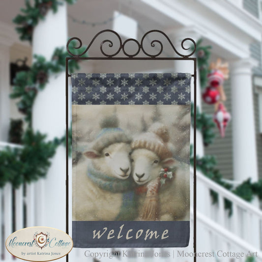 Cute Sheep Pair - Country Christmas Garden Flag