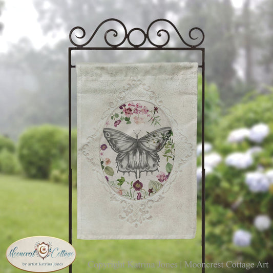 Flowers Pretty Butterfly Vintage Garden Flag