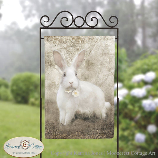 French Country Cottage Rabbit Garden Flag