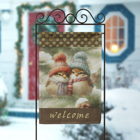 Cute Sparrow Birds Pair - Country Christmas Garden Flag