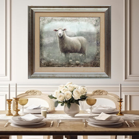 French Country Sheep in a Field Art Print