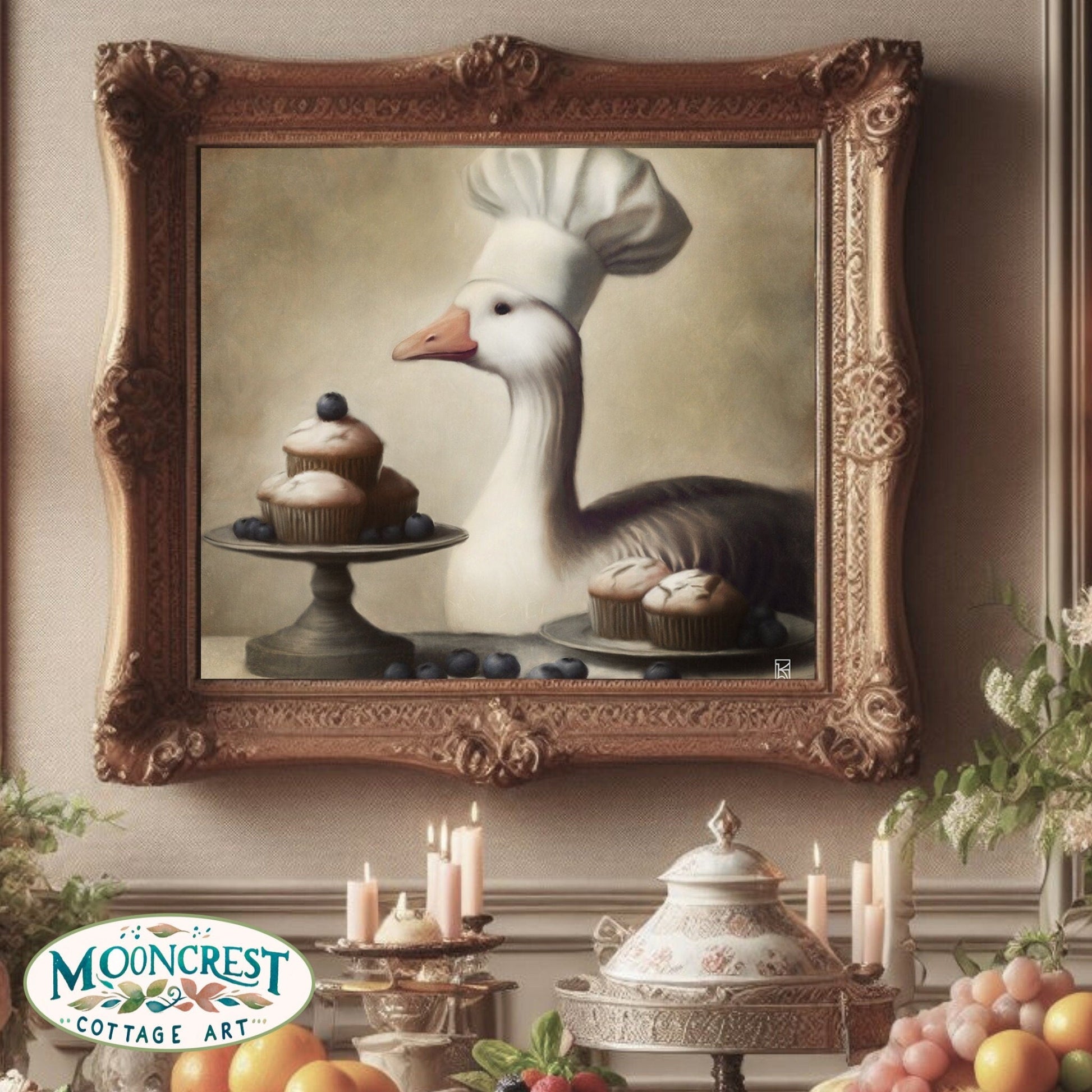 Goose Art, Cute Goose Kitchen Art Print