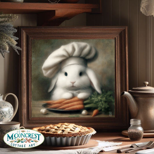 Rabbit Art, Cute Rabbit Kitchen Art Print