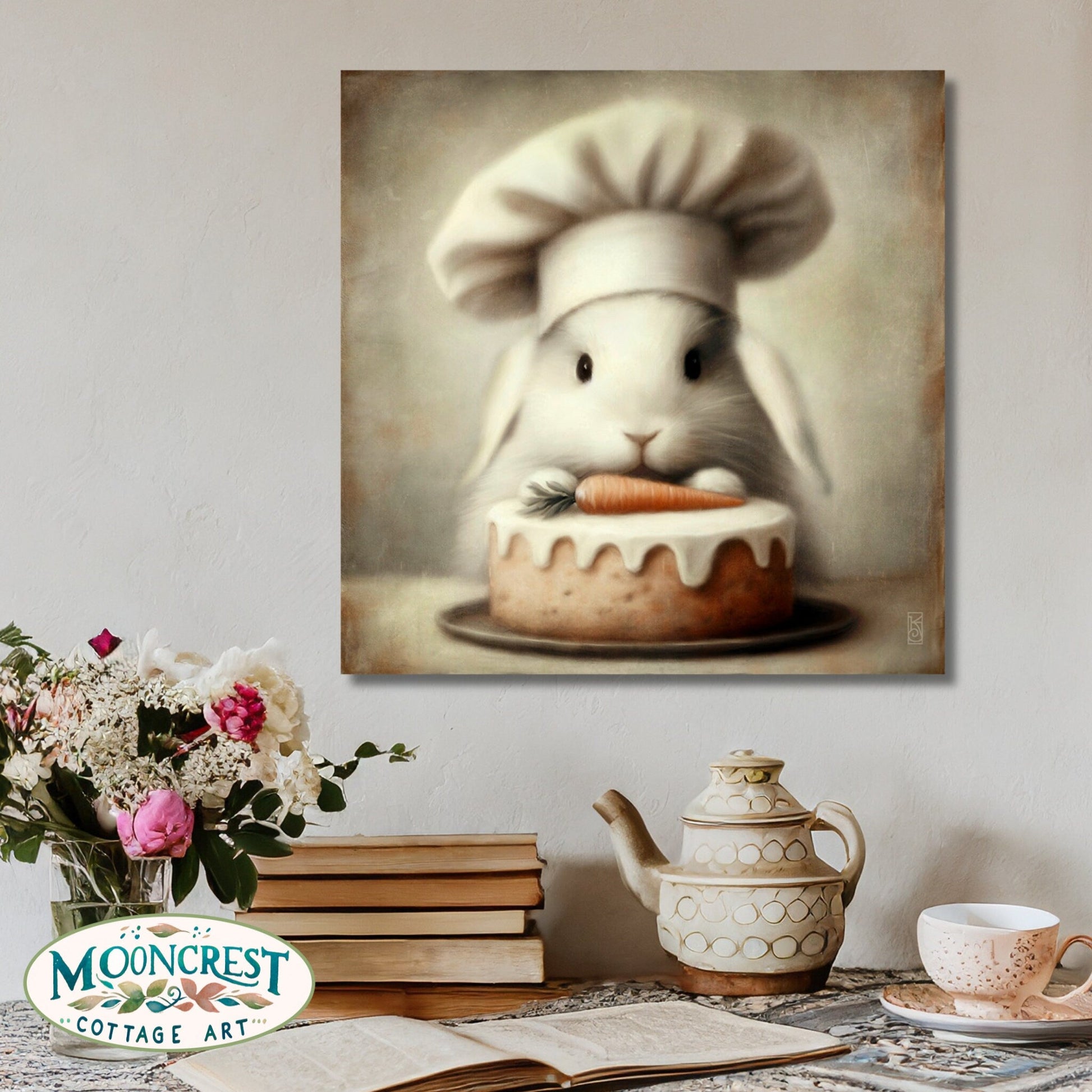 Rabbit Art, Cute Rabbit Kitchen Art Print