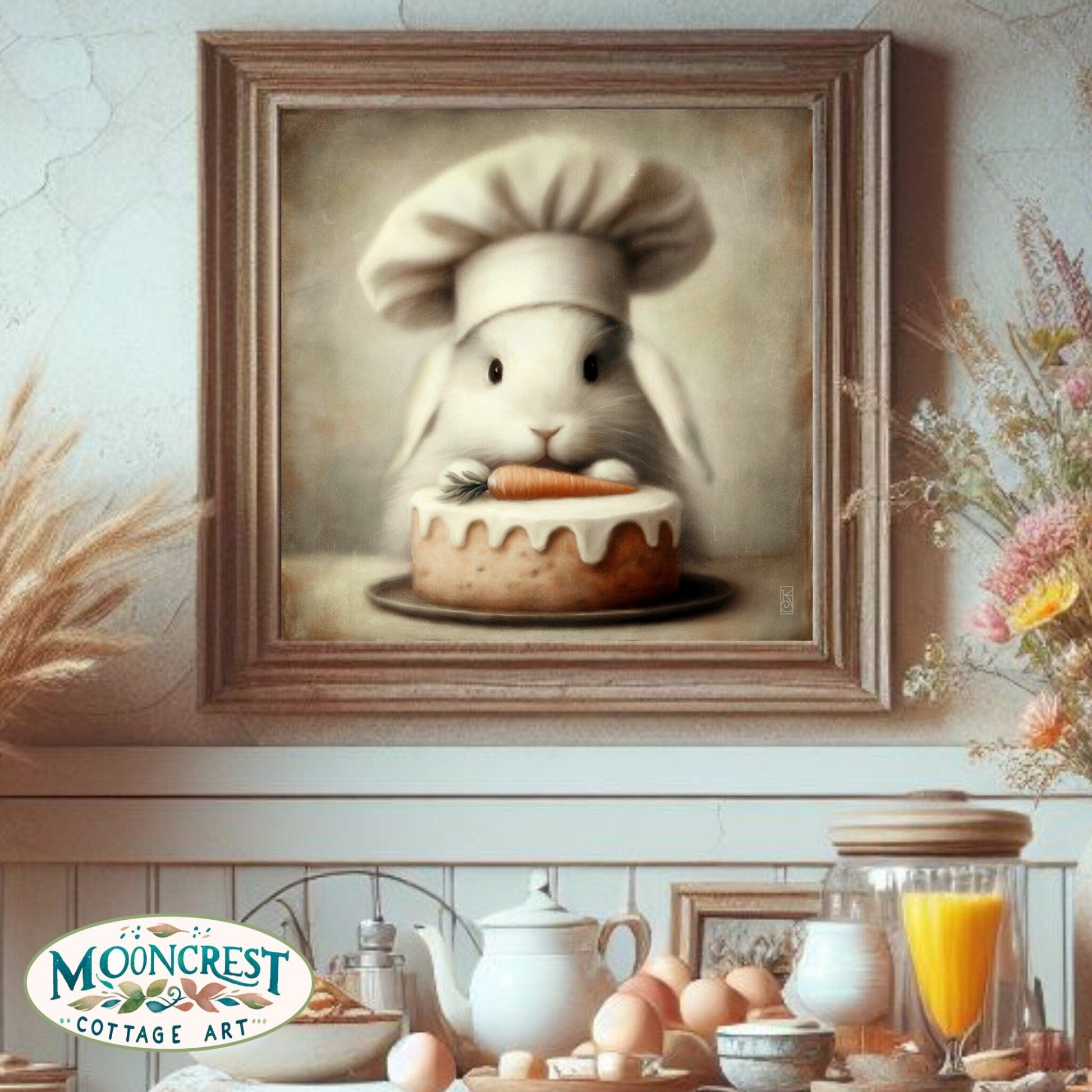 Rabbit Art, Cute Rabbit Kitchen Art Print