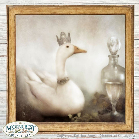 French Country Goose With Crown Wall Art Print - Regency Formal Dining Room Painting Portrait