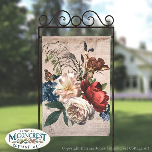 Flowers Yard Flag For French Country Victorian Shabby Garden Decor Dutch